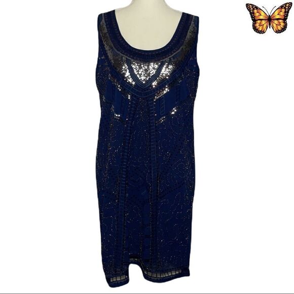 VERTY Beaded Sequins Over The Knee Dress Size Medium - Picture 1 of 9